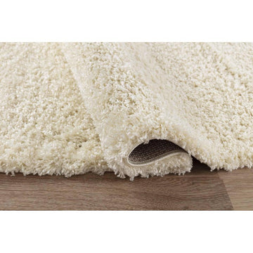 Oxford OXF00 Plain Plush Soft Stain-Resistant Textured Polypropylene Shaggy Ivory Round Rug-Desire Rugs-Rug Love - The Most Loved Rug Store